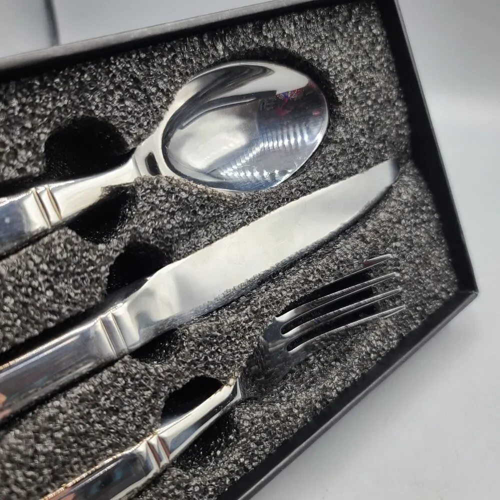 Bunmo Heavyweight Stainless Silverware Flatware Spoon Fork Knife In Box